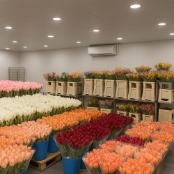 گل شاخه بریده سردخانه گل, سردخانه گل شاخه بریده, سردخانه نگهداری گل, طراحی سردخانه گل, اجرای سردخانه گل, دمای مناسب نگهداری گل, رطوبت سردخانه گل, تجهیزات سردخانه گل, سردخانه گل فروشی, سردخانه صنعتی گل